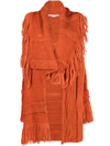 Stella Mccartney Textured Knit Jacket With Single Hook Closure In Yellow & Orange