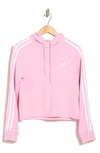 Adidas Originals Essentials 3-stripes Cropped Hoodie In True Pink/ White