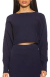 Alexia Admor Ribbed Knit Dolman Sleeve Top In Navy