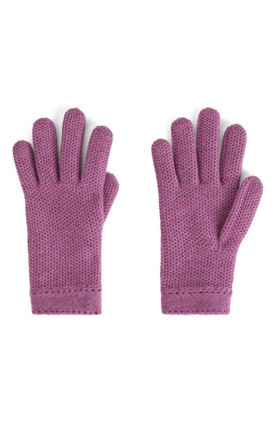 Loro Piana Mixed Stitch Cashmere Gloves In Purple Daisy