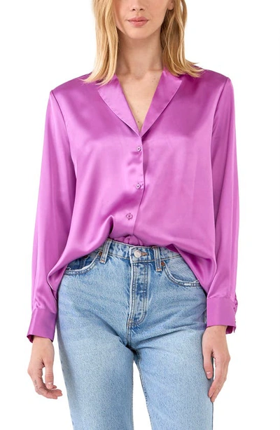 Endless Rose Satin Button-up Blouse In Grape