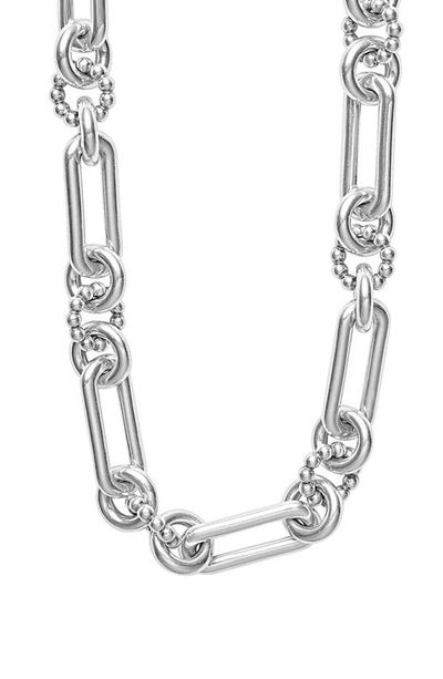 Lagos Signature Caviar Link Necklace In Silver