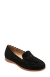 Trotters Dawson Tassel Loafer In Black Suede