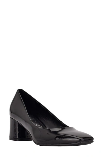 Calvin Klein Women's Alanta Block Heel Dress Pumps In Black Leather