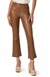Paige Claudine Faux Leather Flare Leg Ankle Pants In Dark Argan