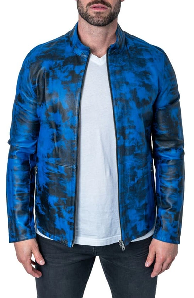 Maceoo Lab Blue Reversible Leather Jacket