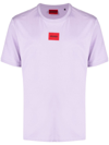 Hugo Regular-fit Cotton T-shirt With Red Logo Label In Light Purple