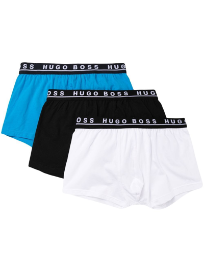 Hugo Boss Boss Logo-waistband Multi-pack Boxers Blue In Black