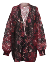 Twinset Oversized Cardigan Printed Mixed Mohair In Multicolor