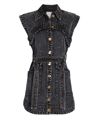 Acler Ledgebrook Denim Mini Dress In Vintage Black | ModeSens