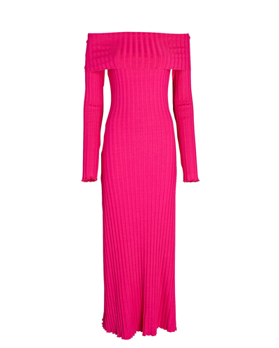 Simon Miller Espen Long Sleeve Foldover Neck Body-con Dress In Pink