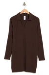 Abound Long Sleeve Polo Knit Shirt Dress In Brown Java