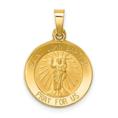 Pre-owned Goldia 14k Yellow Gold Polished St. John Baptist "pray For Us" Religious Medal Pendant