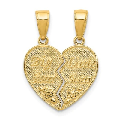 Pre-owned Accessories & Jewelry 14k Yellow Gold Childrens Big Sister Little Sister Break Apart Charm Kid Pendant