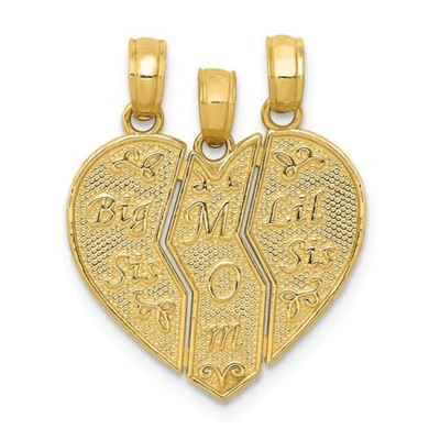 Pre-owned Goldia 14k Yellow Gold Children's Big Sis Mom Lil Sis Break Apart Charm Kids Pendant