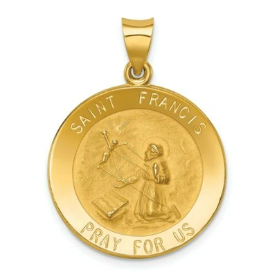 Pre-owned Goldia 14k Yellow Gold Polished St. Francis "pray For Us" Religious Medal Pendant