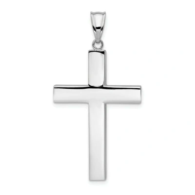 Pre-owned Accessories & Jewelry 14k White Gold Polished Hollow Latin Cross Christianity Religious Pendant