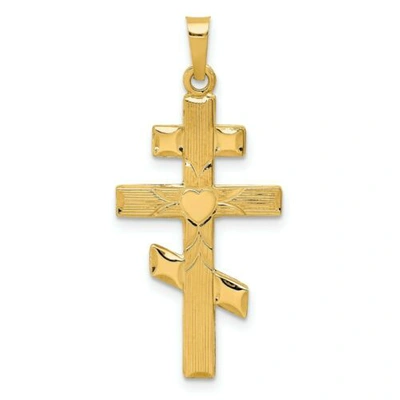 Pre-owned Goldia 14k Yellow Gold Solid Polished Casted Eastern Orthodox Cross Pendant
