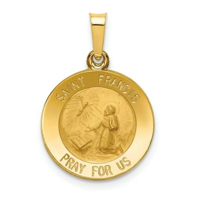 Pre-owned Goldia 14k Yellow Gold Polished St. Francis "pray For Us" Religious Medal Pendant