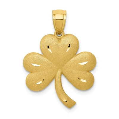Pre-owned Pricerock 14k Yellow Gold 3 Leaf Solid D/c Shamrock 2gm Pendant