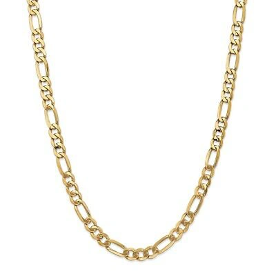 Pre-owned Superdealsforeverything Real 14kt Yellow Gold 22 Inch 7mm Flat Figaro With Lobster Clasp Chain; 22 Inch