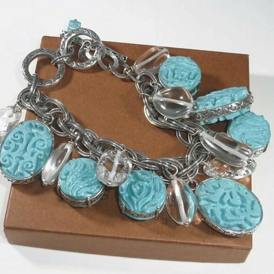 Pre-owned Silpada Viva La Diva Turquoise Sterling Silver Barcelona Bracelet Rep Only Rare In Blue