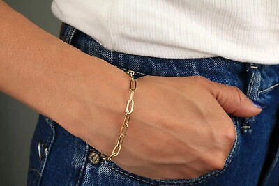 Pre-owned Nuragold 10k Yellow Gold 5mm Paperclip Chain Cable Rolo Link Bracelet Womens 7" 7.5" 8"