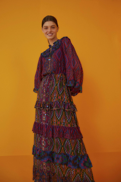 Farm Rio Mixed Tapestry Scarf Maxi Dress | ModeSens