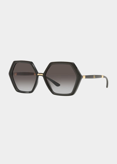Dolce & Gabbana Hexagon Acetate Sunglasses In Transparent Black