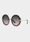 Dolce & Gabbana Round Acetate/metal Sunglasses In Leo Pink