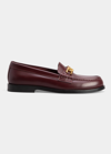 Valentino Garavani Vlogo Chain Leather Loafers In Ruby Wine