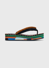Chloé Lou Contrast-sole Recycled Polyester-blend Flatform Flip-flops In Blue-brown