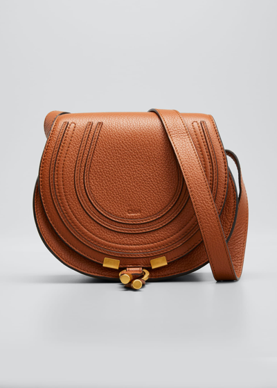 Chloé Marcie Mini Whipstitch Saddle Crossbody Bag In Tan