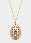ARMAN SARKISYAN LATTICE LOCKET NECKLACE WITH BLUE SAPPHIRE AND DIAMONDS