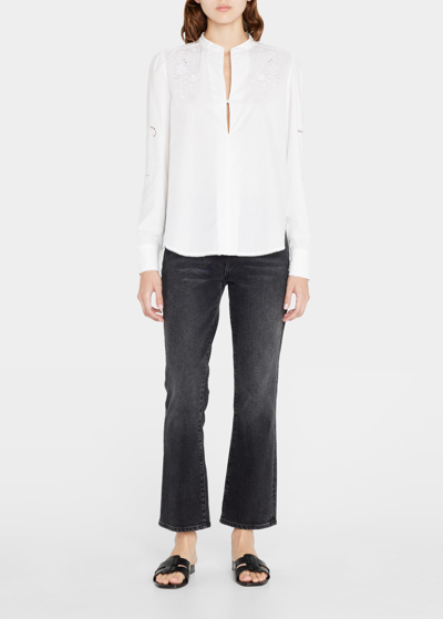 Rag & Bone Jade Floral Embroidered Long-sleeve Blouse In White