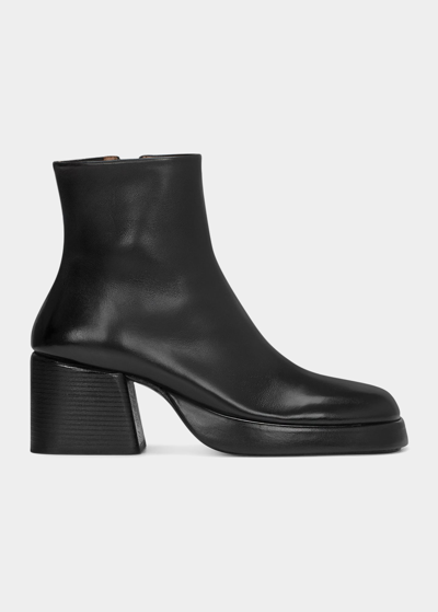 Marsèll Plattino Leather Ankle Booties In Black