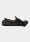 13 09 Sr Fringe Moc-toe Leather Loafers In Black