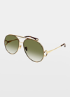 Chloé Lunettes De Soleil Austine Femme Or Taille Onesize 100% Nickel In Gold