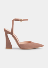 Gianvito Rossi Aura Suede Ankle-strap Pumps In Praline