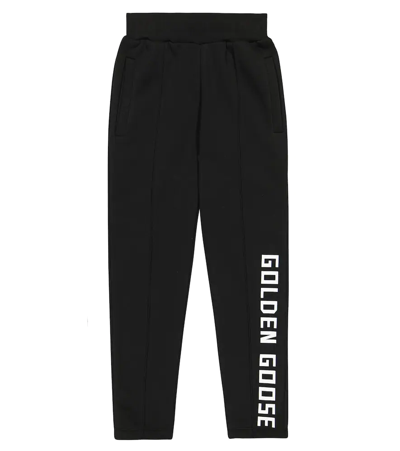 Golden Goose Kids' Logo Cotton-blend Jersey Sweatpants In Black