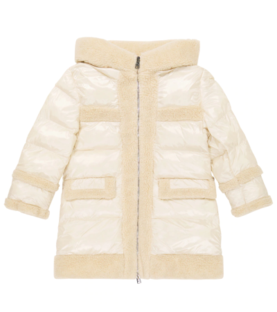 Woolrich Kids' Faux Shearling-trimmed Puffer Coat In Cream