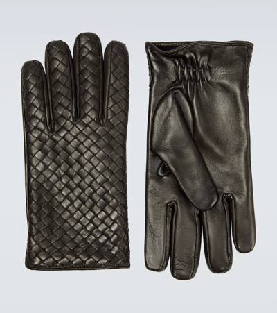 Bottega Veneta Intrecciato Leather Gloves In Fondant