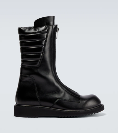 Rick Owens Basket Creeper Leather Boots In Schwarz