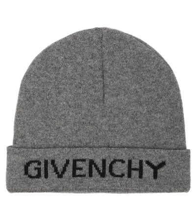 Givenchy Baby Logo Cotton And Cashmere Beanie In Grey