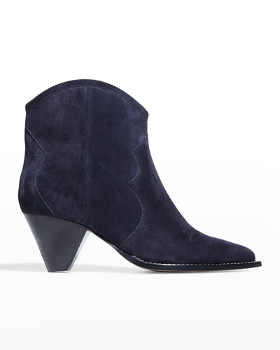 Isabel Marant Darizo Suede Western Booties In Faded Black