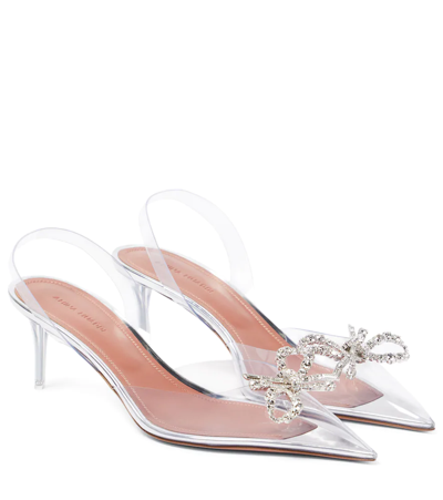 Amina Muaddi Rosie Embellished Slingback Pumps In Transparent