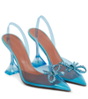 Amina Muaddi Rosie Denim-effect Pvc Slingback Pumps In Aqua Blue