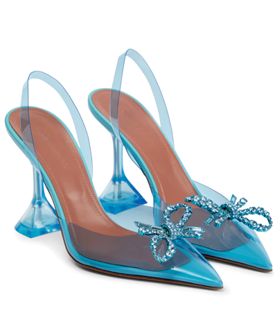 Amina Muaddi Rosie Embellished Slingback Pumps In Aqua Blue