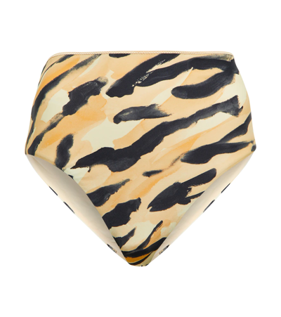 Nanushka Bente Printed High-rise Bikini Bottoms In Hand Painted Abstract Animal