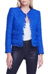 L Agence Angelina Sequin Tweed Jacket In Twilight Blue